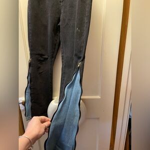 Black zipper flare jeans